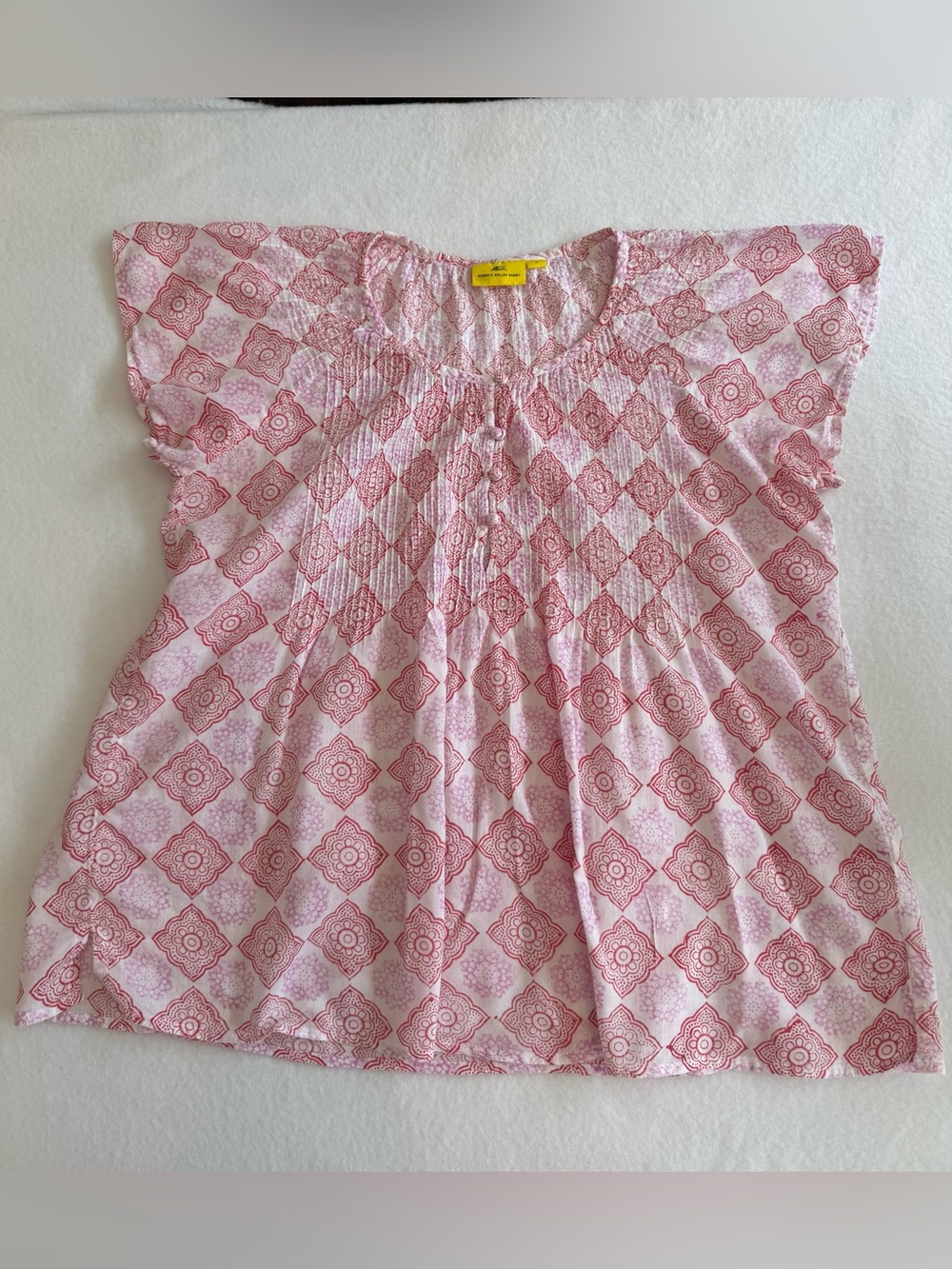 Roberta Roller Rabbit Pink Printed Cotton Shirt Size L EUC
